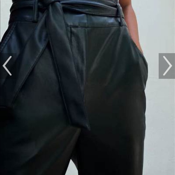 Aritzia Black Vegan Leather Belted Pant - Picture 6 of 16